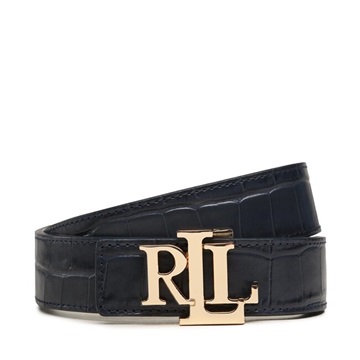 Εικόνα της ΖΩΝΗ ΔΕΡΜΑΤΙΝΗ ΜΠΛΕ ΚΡΟΚΟ RALPH LAUREN