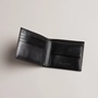 Εικόνα της 267038-BLACK TED BAKER LEATHER PRUGS Embossed Corner Leather Bifold Coin Wallet