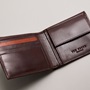 Εικόνα της 267038-BROWN TED BAKER LEATHER PRUGS Embossed Corner Leather Bifold Coin Wallet