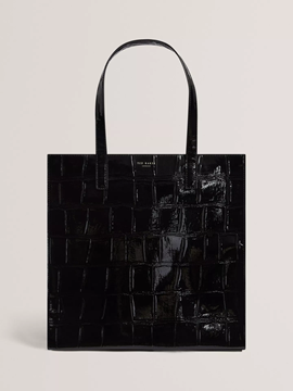 Εικόνα της 281935-BLACK TED BAKER VANNDA Croc Effect Large Icon Bag