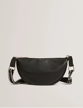 Εικόνα της 281395-BLACK TED BAKER LORREEN Webbing Leather Half Moon Crossbody Bag