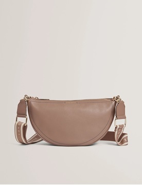Εικόνα της 281395-TAUPE TED BAKER LORREEN Webbing Leather Half Moon Crossbody Bag