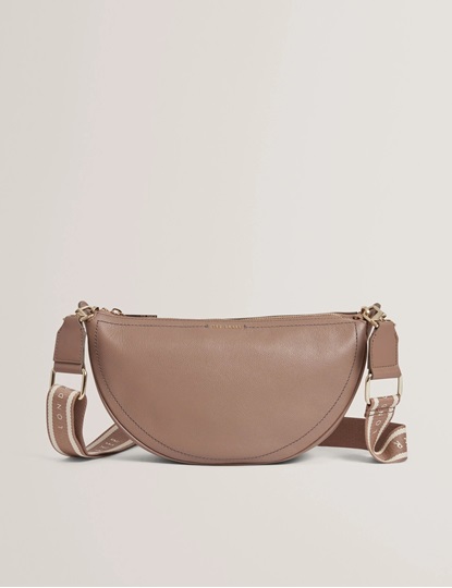 Εικόνα της 281395-TAUPE TED BAKER LORREEN Webbing Leather Half Moon Crossbody Bag