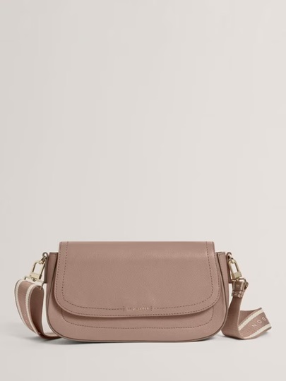 Εικόνα της 281393-TAUPE TED BAKER LOUIIZE Webbing Leather Flapover Crossbody Bag