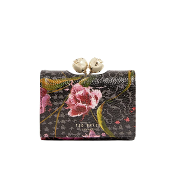 Εικόνα της 282294-BLACK TED BAKER TULNA Floral Printed Small Leather Bobble Purs