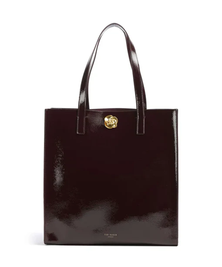 Εικόνα της 282271-WINE TED BAKER ROSENNI Rose Detail Crinkle Large Tote Bag