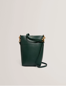 Εικόνα της 281740-GREEN TED BAKER WANNDA Weave Handle Leather Medium Bucket Bag