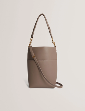 Εικόνα της 281740-TAUPE  TED BAKER WANNDA Weave Handle Leather Medium Bucket Bag