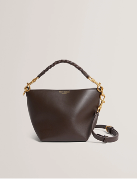 Εικόνα της 281370-CHOCO TED BAKER WAVELY Weave Handle Leather Small Bucket Bag