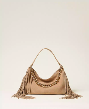 Εικόνα της 261TB7083-00017 TWINSET SUEDE LILIANE MEDIUM BAG SAND