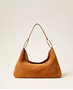 Εικόνα της 261TB7085-11061 TWINSET SUEDE LILIANE LARGE BAG WITH RINGS BROWN
