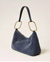 Εικόνα της 261TB7086-05259 TWINSET SUEDE LILIANE MEDIUM BAG WITH RINGS BLUE