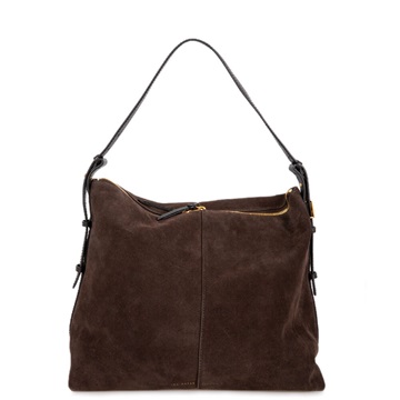 Εικόνα της 281733-BROWN TED BAKER ANNIYSE TB Script Detail Slouchy Suede Bag