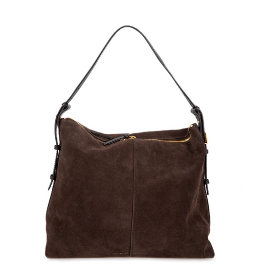 Εικόνα της 281733-BROWN TED BAKER ANNIYSE TB Script Detail Slouchy Suede Bag