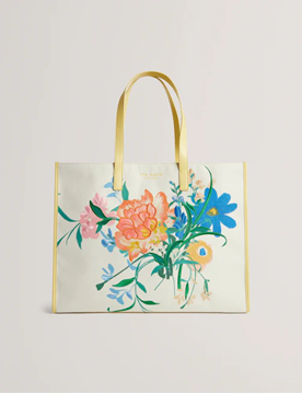 Εικόνα της 284057-NATURAL TED BAKER FLOICON Canvas Embroidered Large Floral Icon Bag
