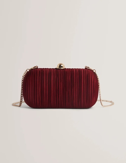 Εικόνα της 283985-red TED BAKER PLISSE Pleated Satin Hard Clutch