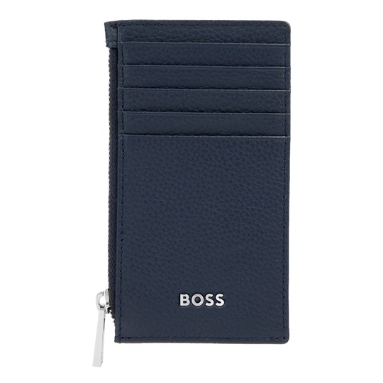 Εικόνα της HUGO BOSS Θήκη καρτών με φερμουάρ Classic Grained Navy