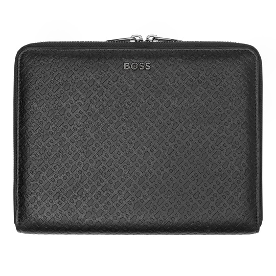 Εικόνα της HUGO BOSS Φάκελος A5 με φερμουάρ Monogram Μαύρος