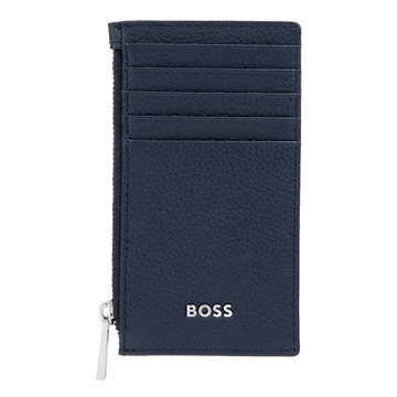 Εικόνα της HUGO BOSS Θήκη καρτών με φερμουάρ Classic Grained Navy – Εταιρικό δώρο