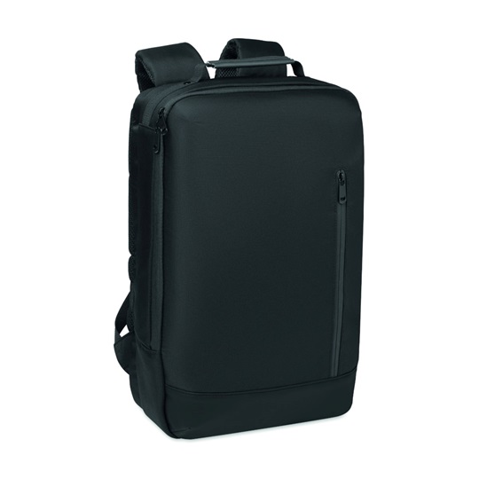 Εικόνα της Σακίδιο laptop 15" jacquard με λεπτομέρειες PU, 15L – Μαύρο – Εταιρικό δώρο