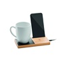 Εικόνα της Ασύρματος φορτιστής 15W από bamboo με θερμαντήρα κούπας & βάση κινητού – Φυσικό ξύλο