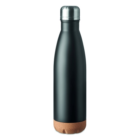 Εικόνα της Θερμός μπουκάλι 500ml ανοξείδωτο με βάση φελλού – Μαύρο – Εταιρικό δώρο